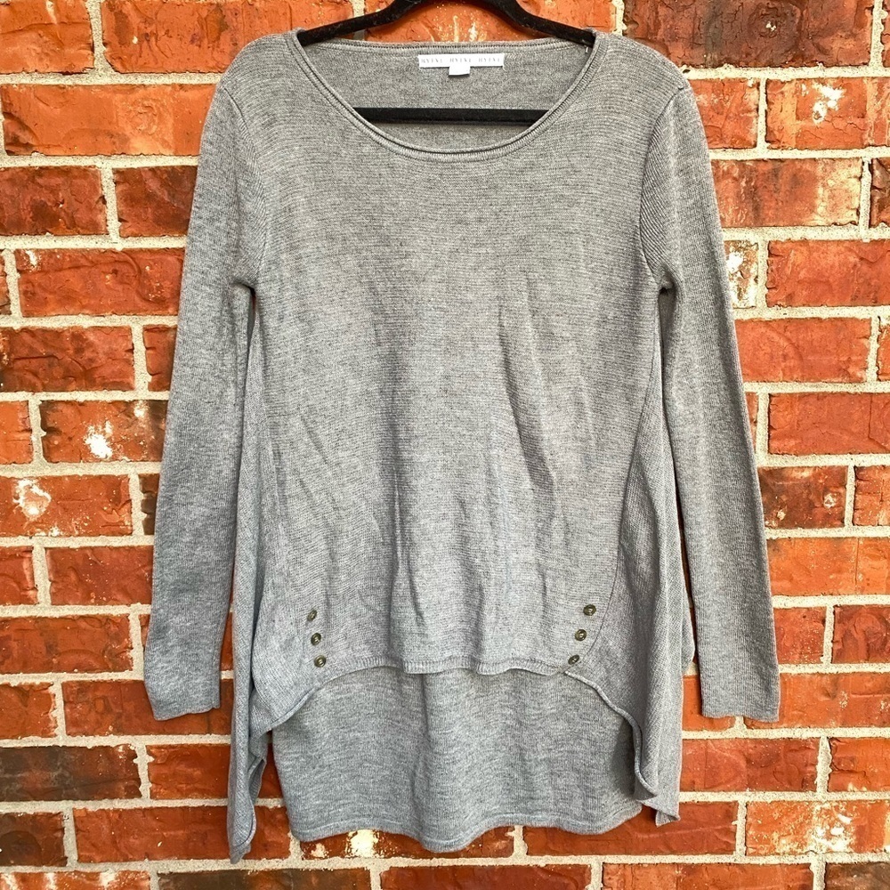 Hyfve Hyfve Hyfve Womens Small Gray Hi Lo Layered Tunic Button Sweater